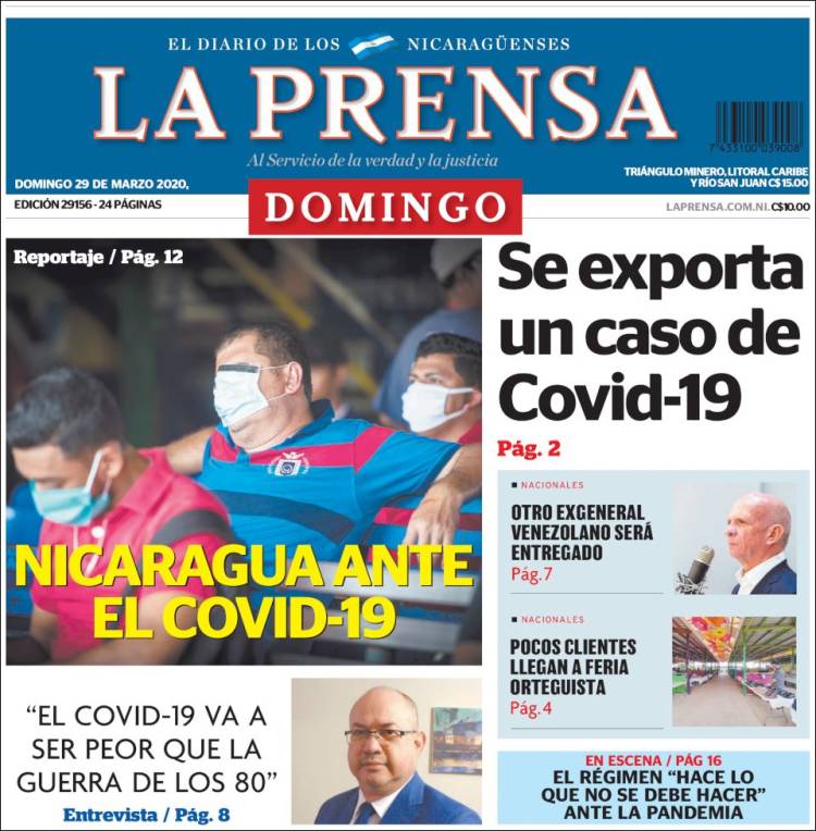 Portada de La Prensa (Nicaragua)