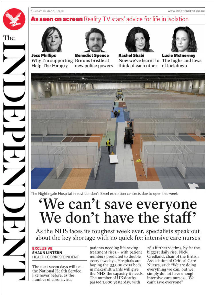 Portada de The Independent (Reino Unido)
