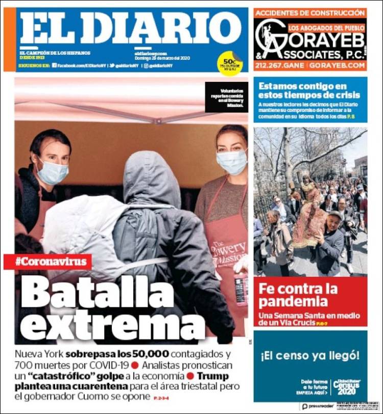 Portada de El Diario NY (USA)