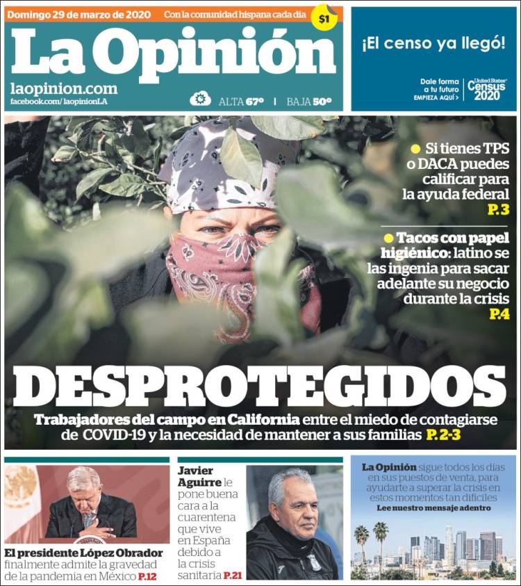 Portada de La Opinión (USA)