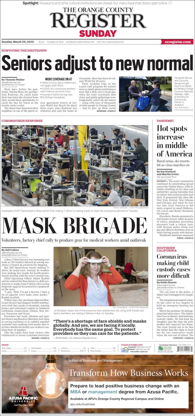 Portada de The Orange County Register (USA)