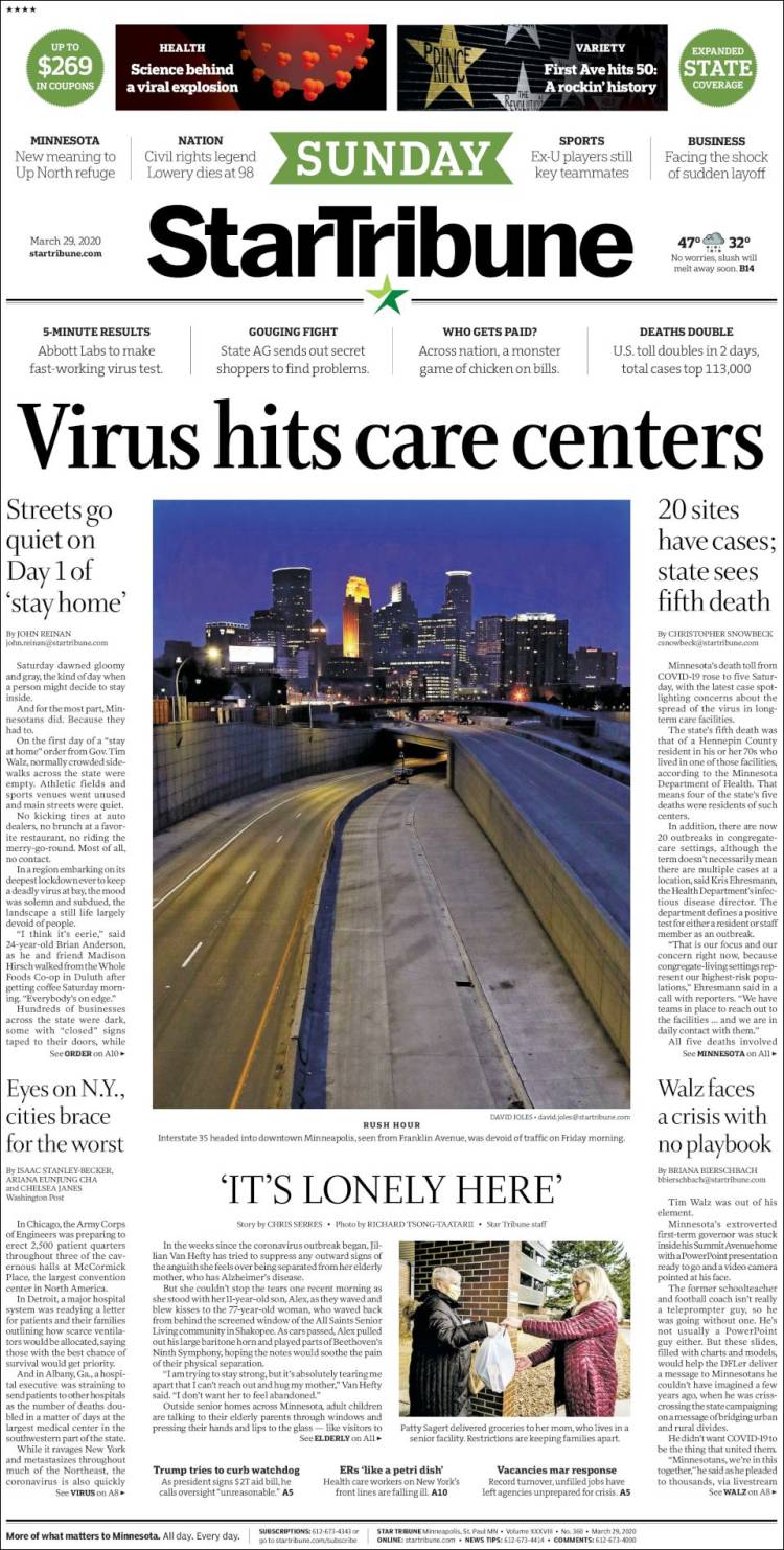 Portada de Star Tribune (USA)