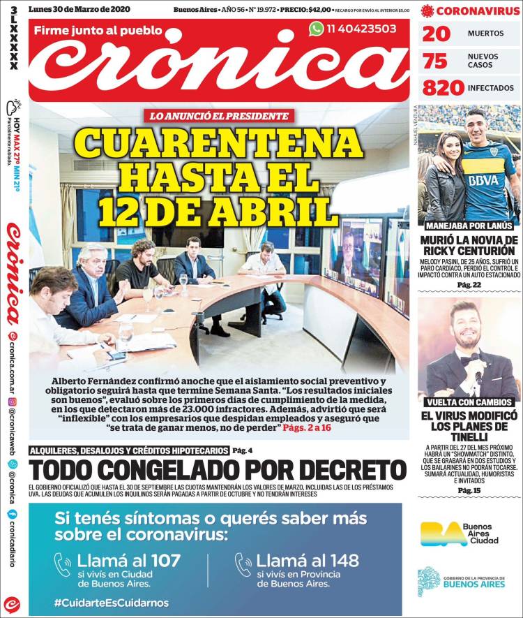 Portada de Crónica (Argentina)