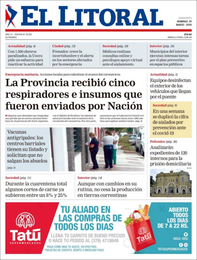 Portada de El Litoral Corrientes (Argentina)