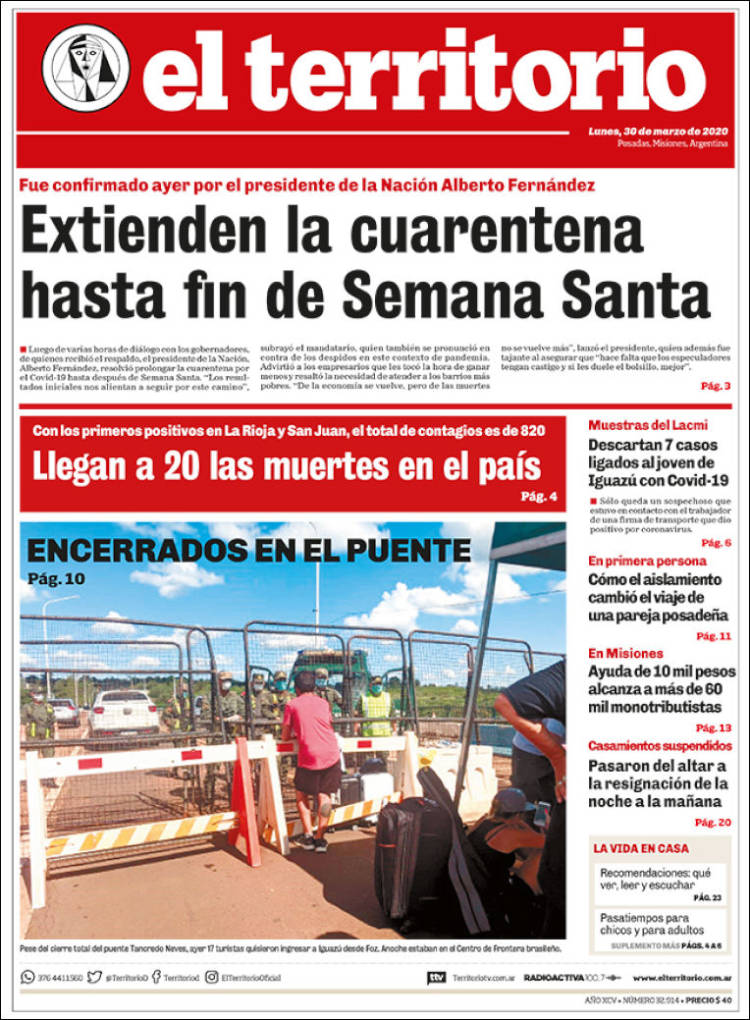 Portada de El Territorio (Argentina)