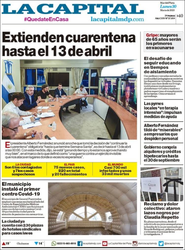 Portada de Diario La Capital - Mar del Plata (Argentina)