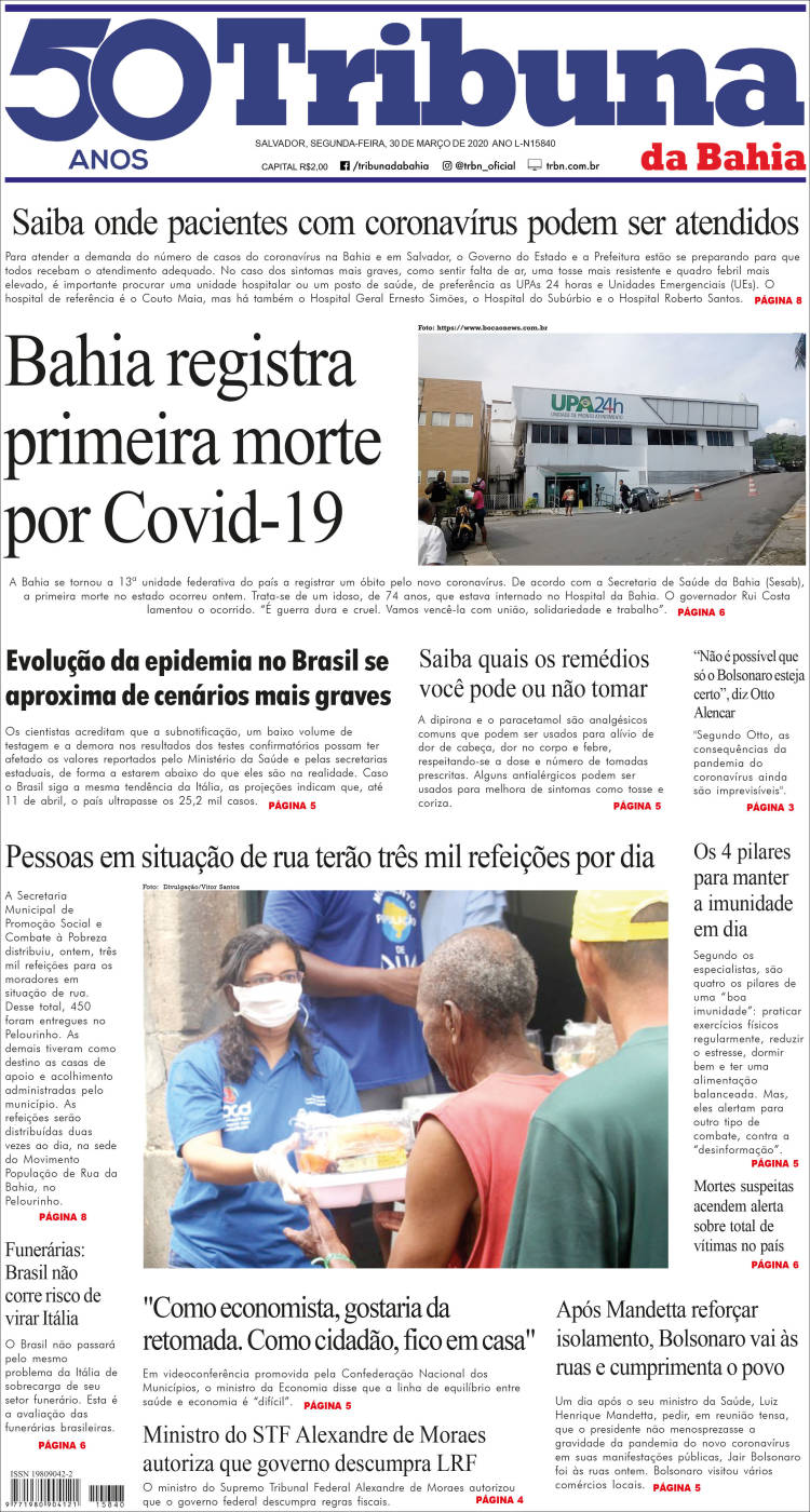 Portada de Tribuna da Bahia (Brasil)