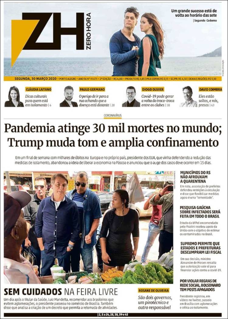 Portada de Zero Hora (Brasil)