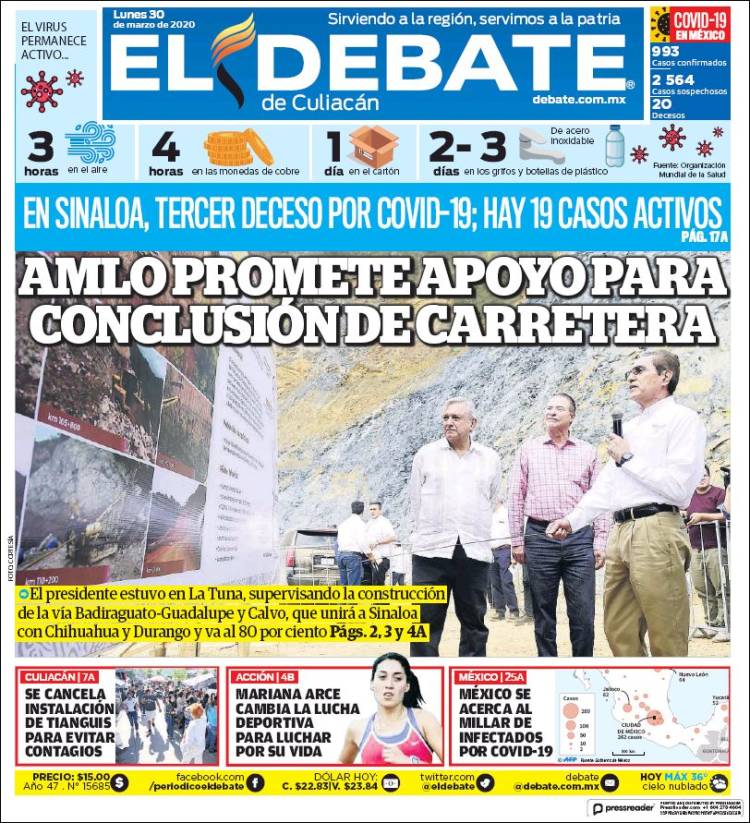 Portada de El Debate de Culiacán (Mexico)