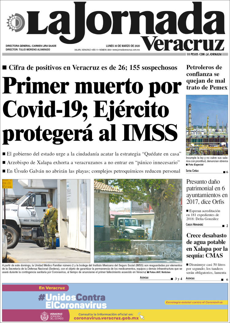 Portada de La Jornada Veracruz (Mexico)