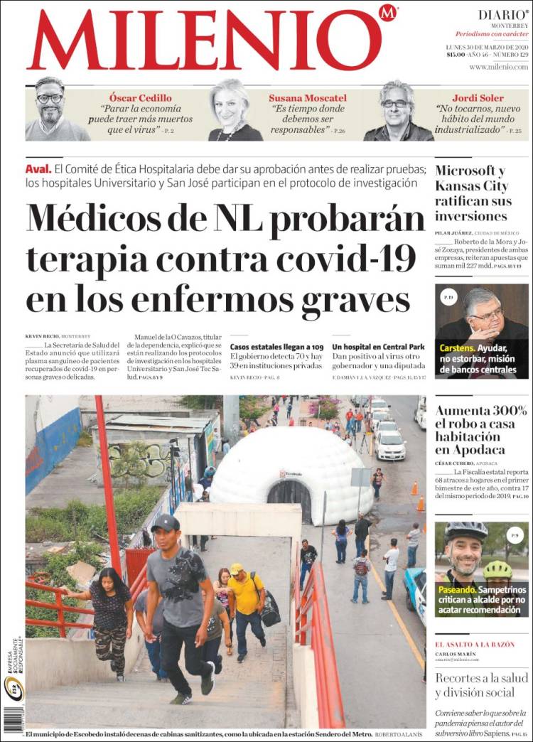 Portada de Milenio de Monterrey (Mexico)