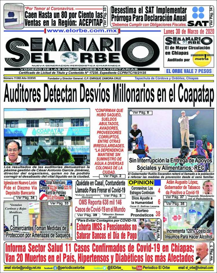 Portada de El Orbe (Mexico)