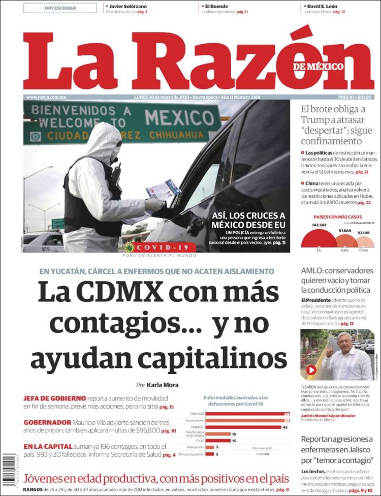 Portada de La Razón (Mexico)