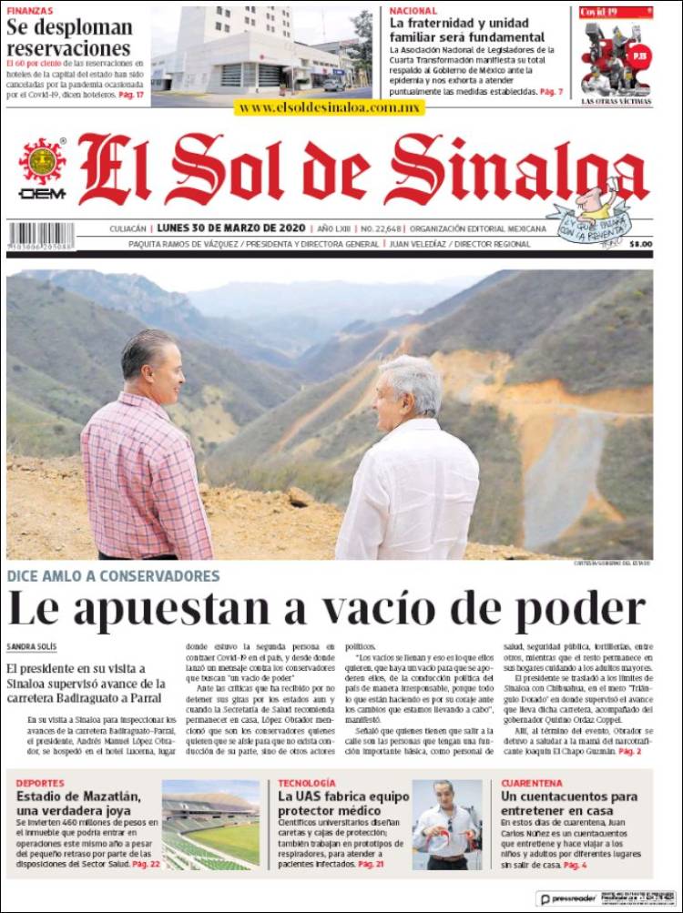 Portada de El Sol de Sinaloa (Mexico)