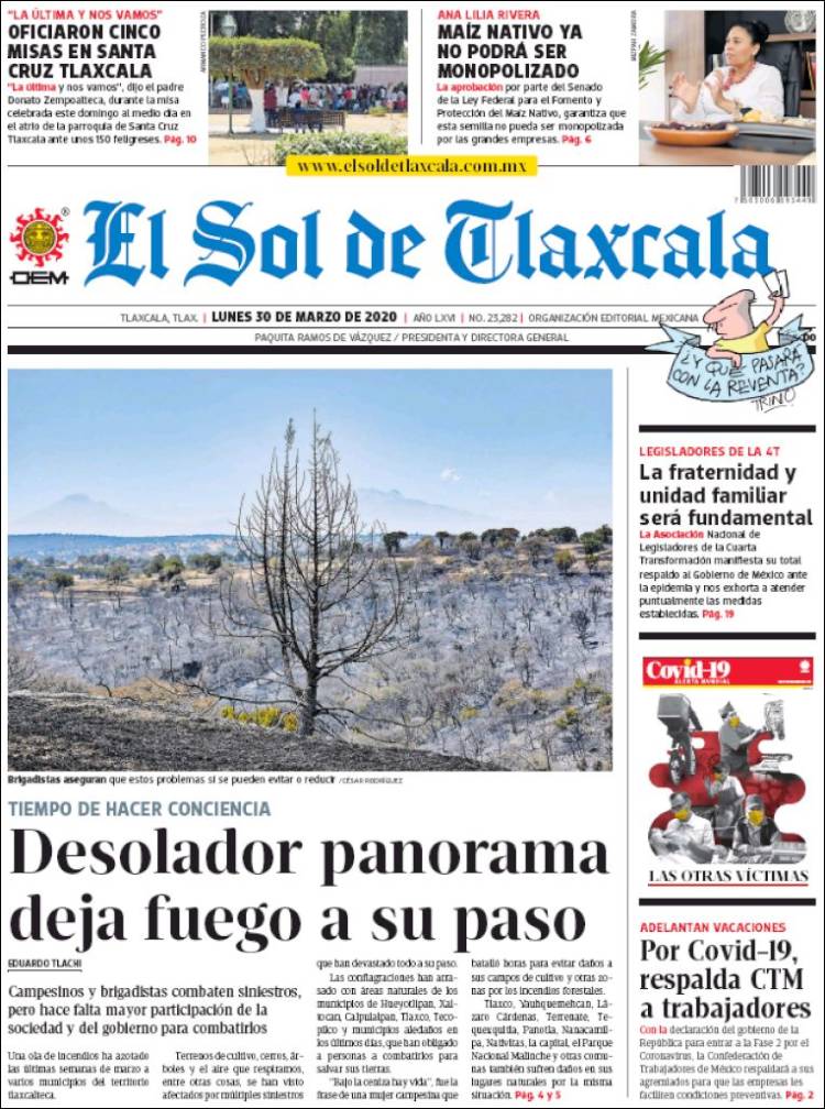 Portada de El Sol de Tlaxcala (Mexico)