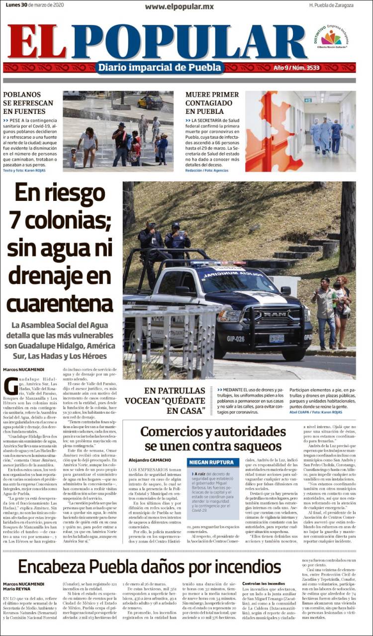 Portada de Periódico El Popular (Mexico)