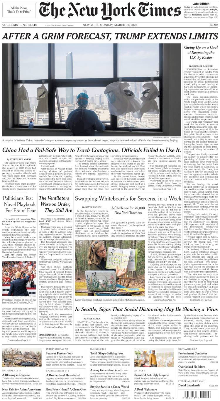 Portada de New York Times (USA)