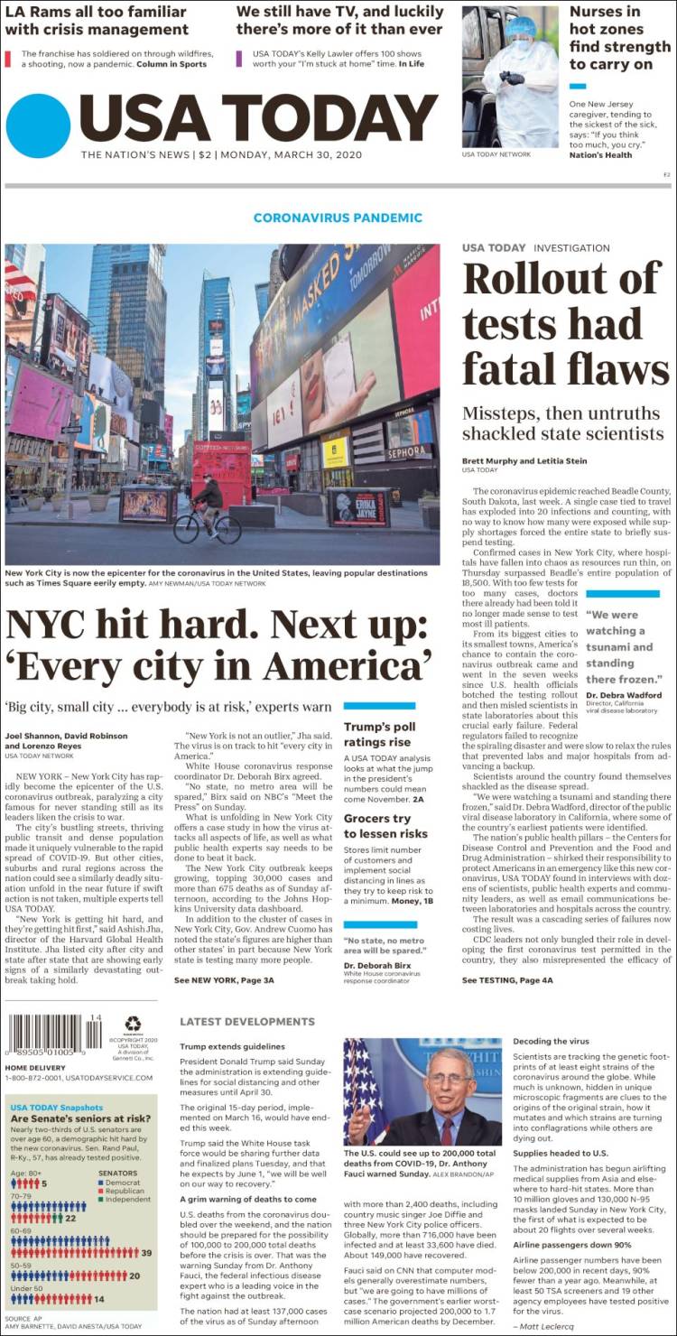 Portada de USA Today (USA)