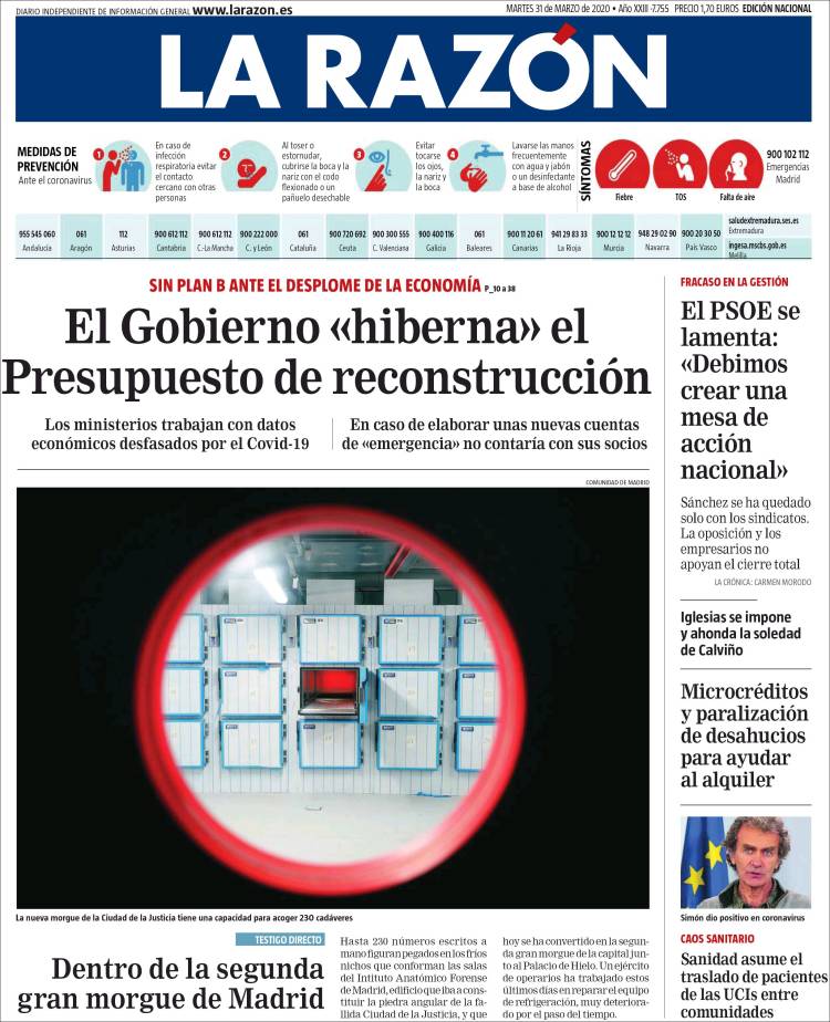 Portada de La Razón (Espa&ntilde;a)