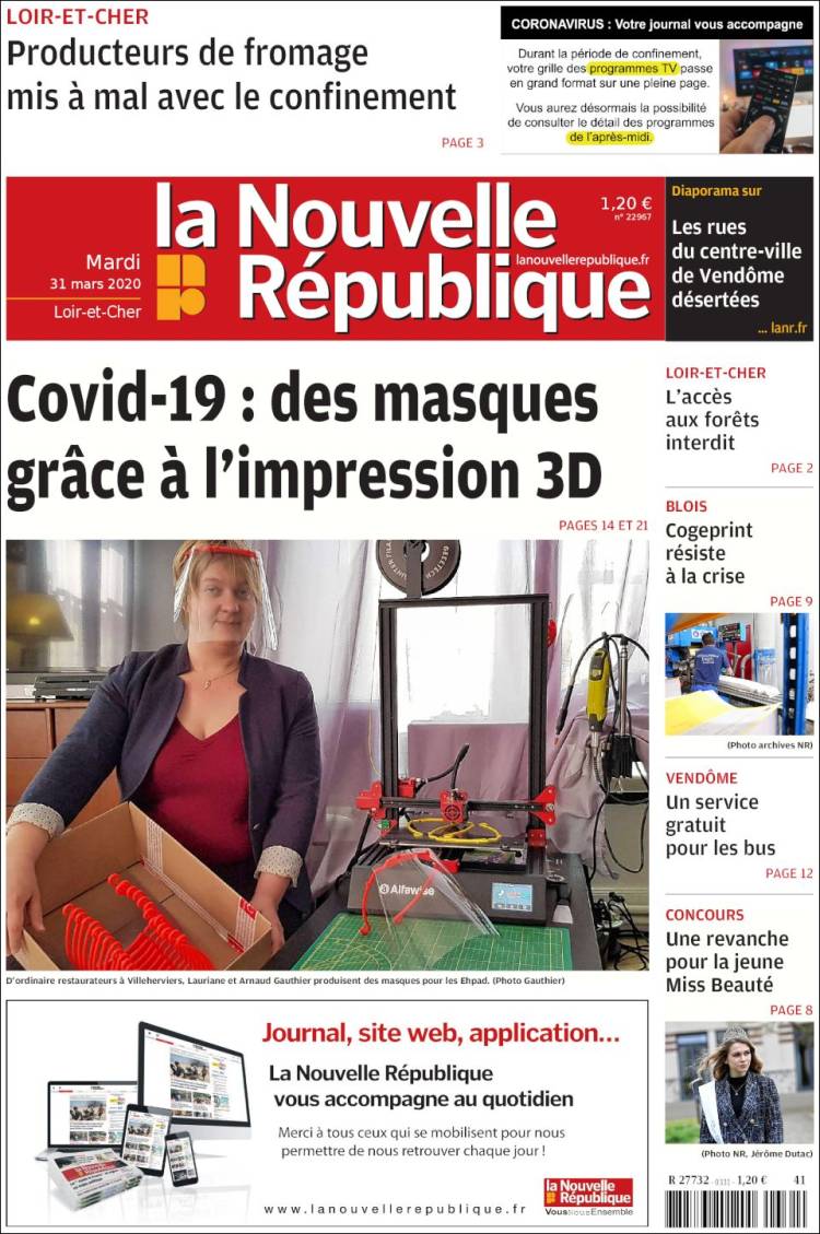 Portada de La Nouvelle Republique (Francia)
