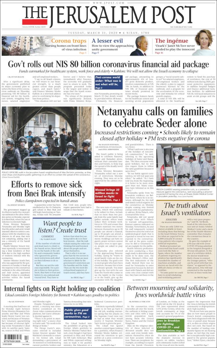 Portada de The Jerusalem Post (Israel)