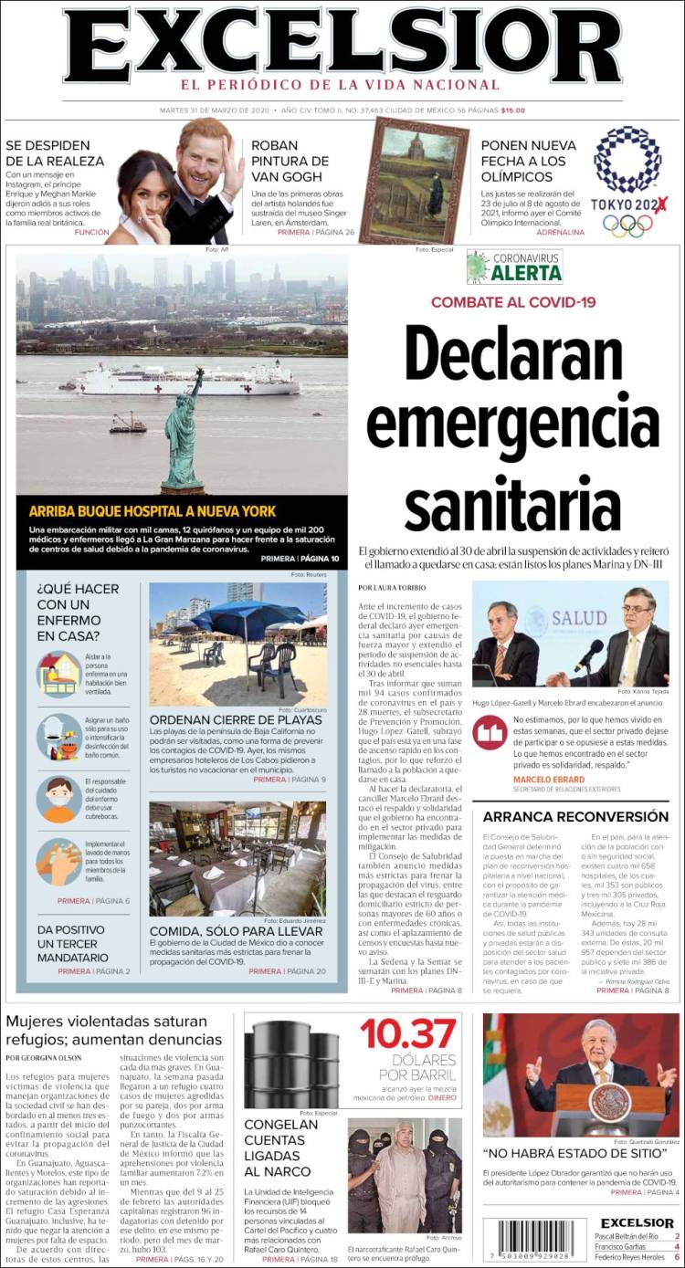 Portada de Excelsior (México)