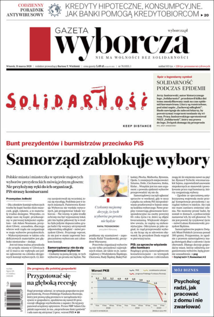 Portada de Gazeta Wyborcza (Polonia)