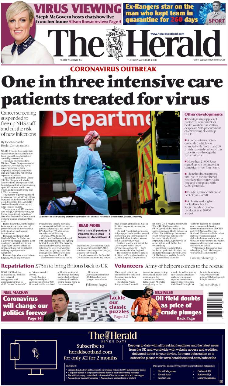 Portada de The Herald (Reino Unido)