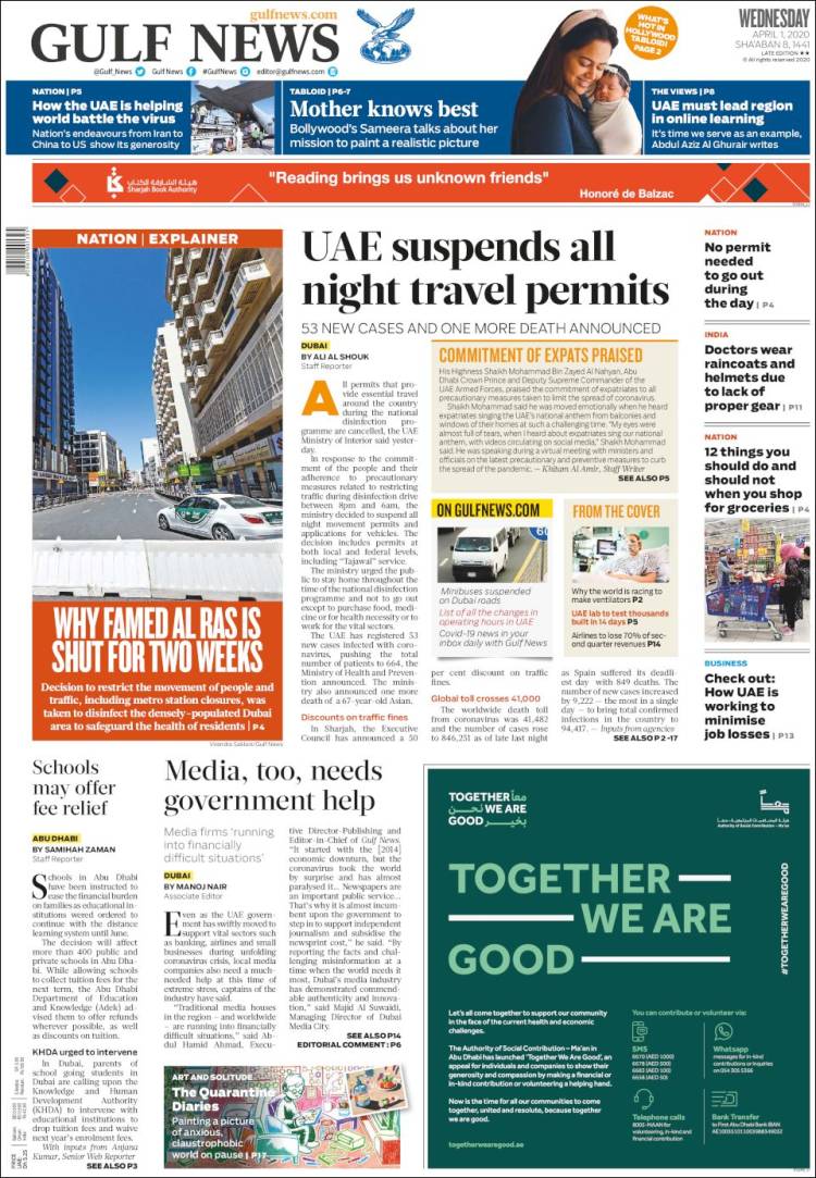 Portada de Gulf News (Asia-Pacífico)