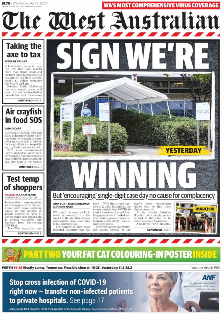 Portada de The West Australian (Australia)