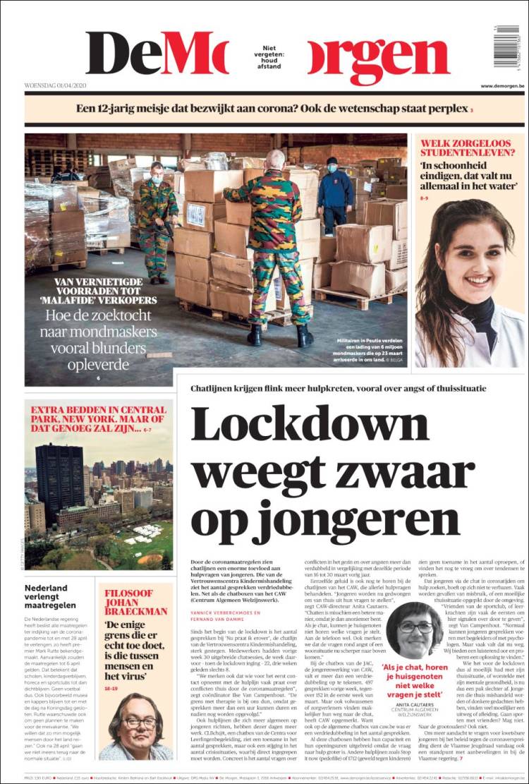 Portada de De Morgen (B&eacute;lgica)