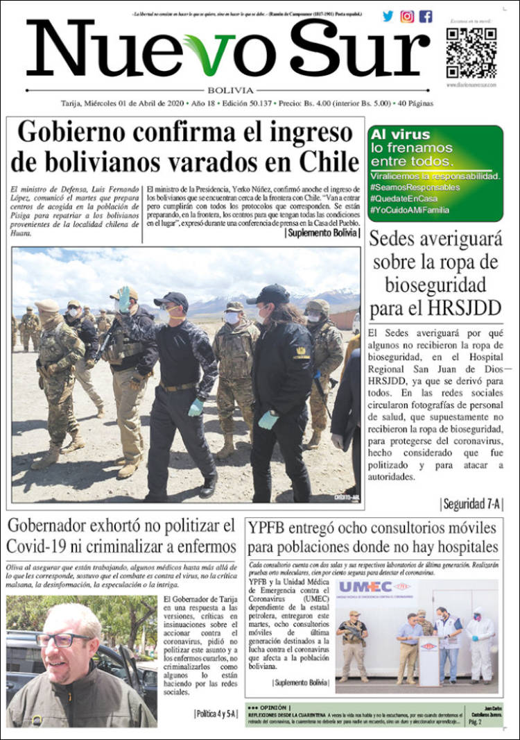 Portada de Nuevo Sur (Bolivia)