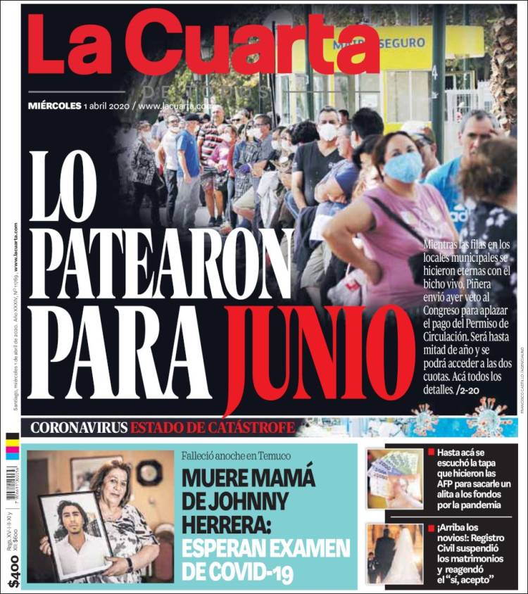 Portada de La Cuarta (Chile)