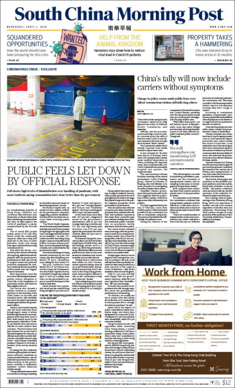 Portada de South China Morning Post (China)