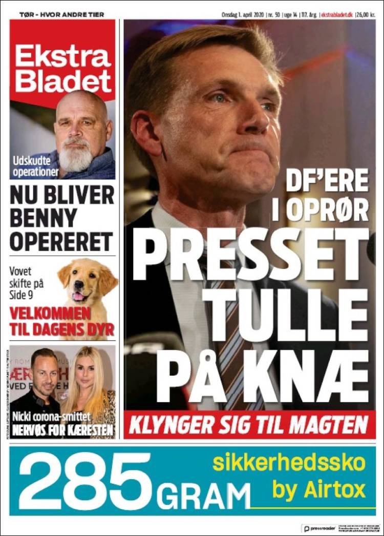 Portada de Ekstra Bladet (Dinamarca)