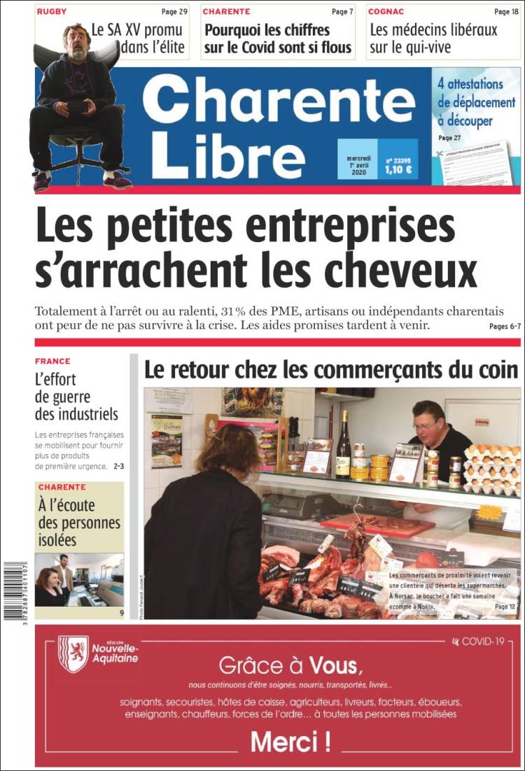 Portada de Charente Libre (Francia)