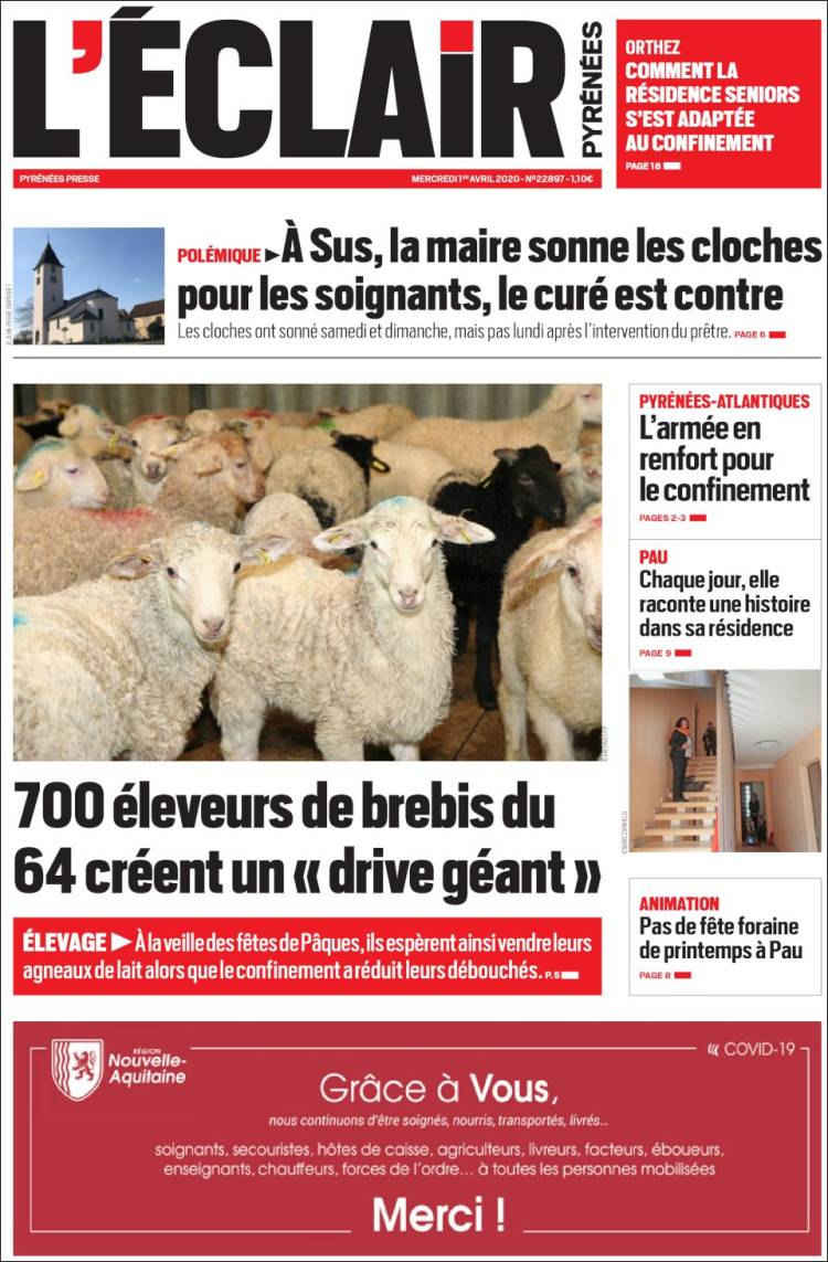 Portada de L'Eclair des Pyrénées (Francia)