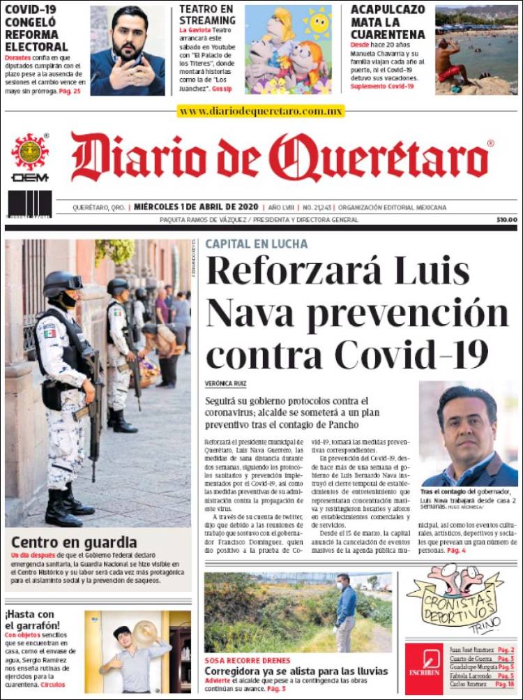 Portada de Diario de Querétaro (M&eacute;xico)