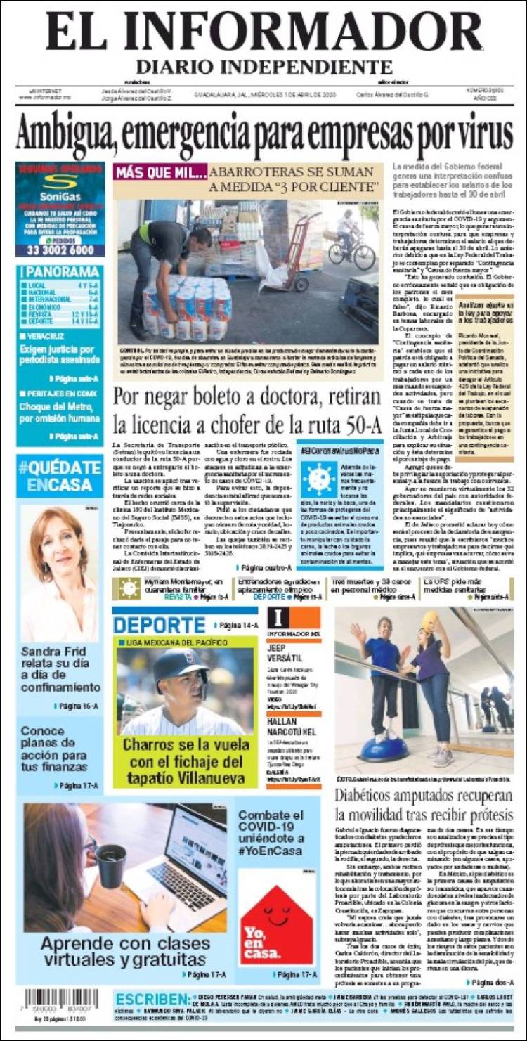 Portada de El Informador (M&eacute;xico)