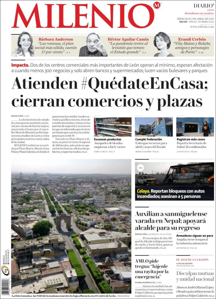 Portada de Milenio de León (M&eacute;xico)