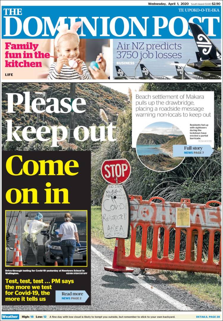 Portada de The Dominion Post (Nueva Zelanda)