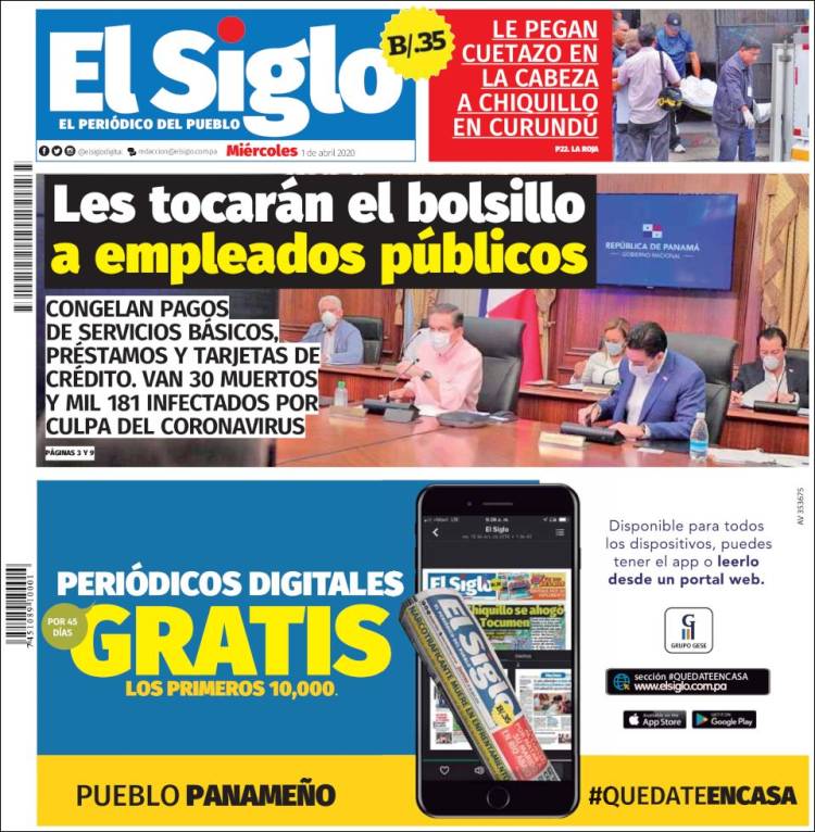 Portada de El Siglo (Panam&aacute;)