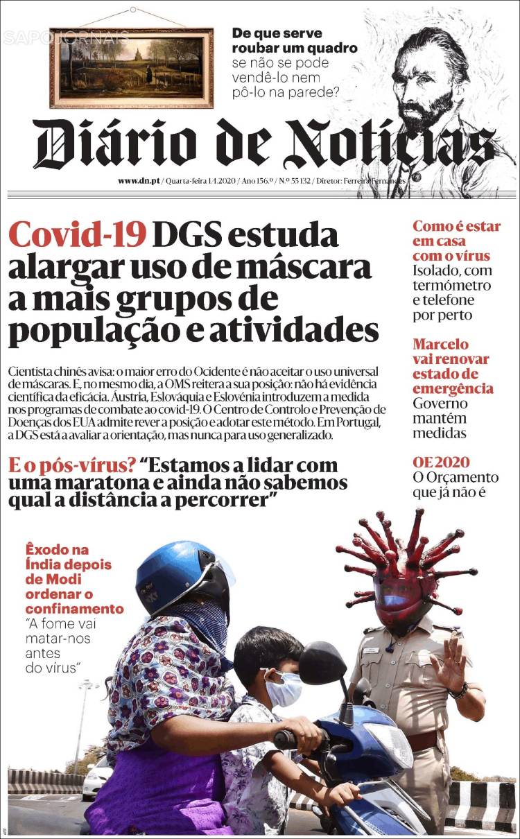 Portada de Diário de Noticias (Portugal)