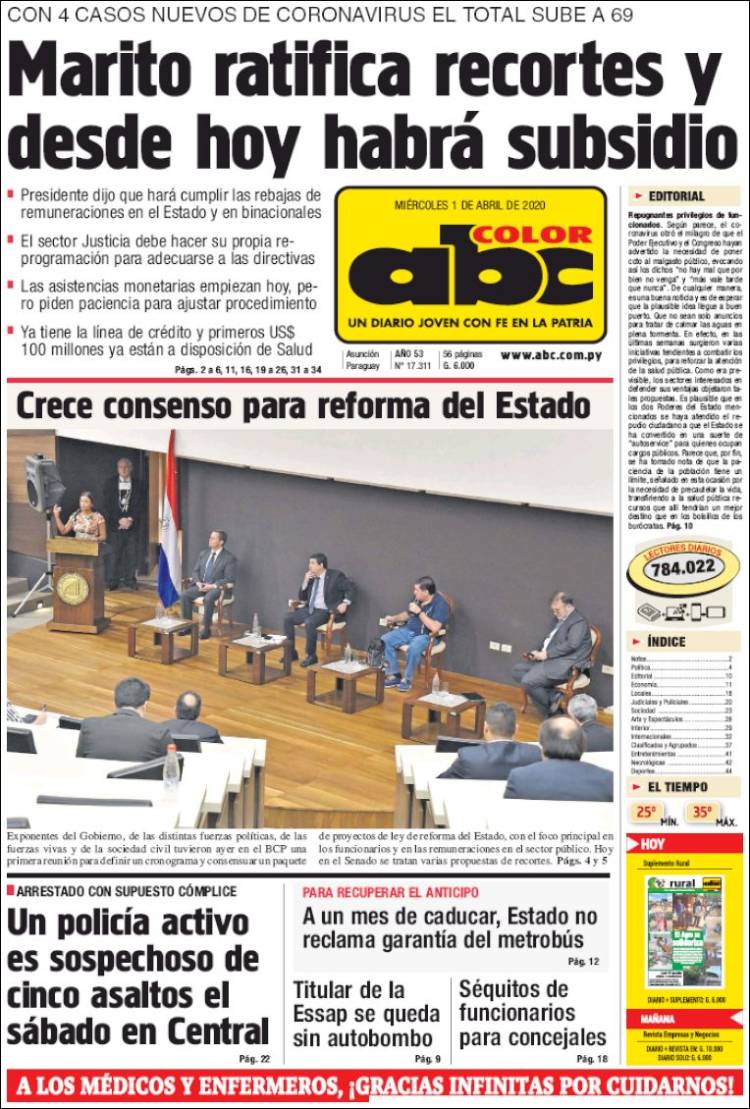 Portada de ABC Color (Paraguay)