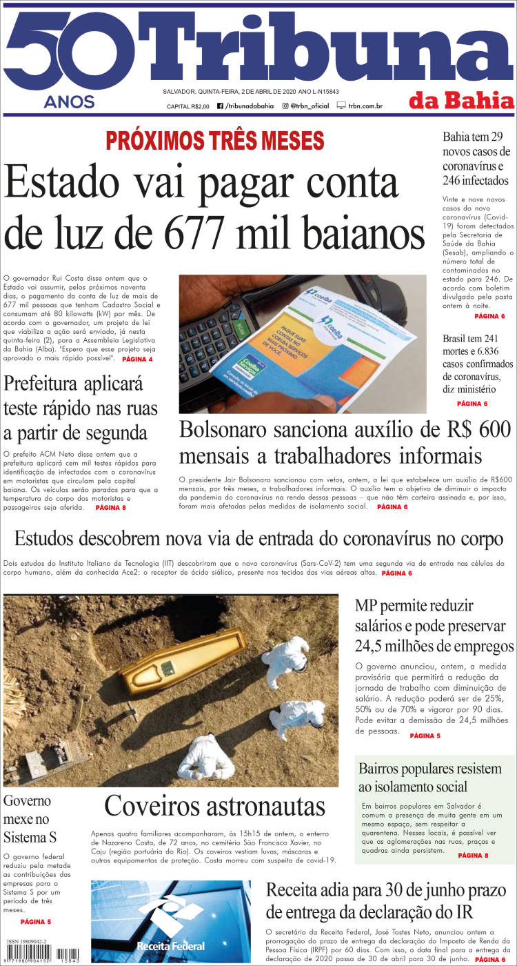 Portada de Tribuna da Bahia (Brasil)