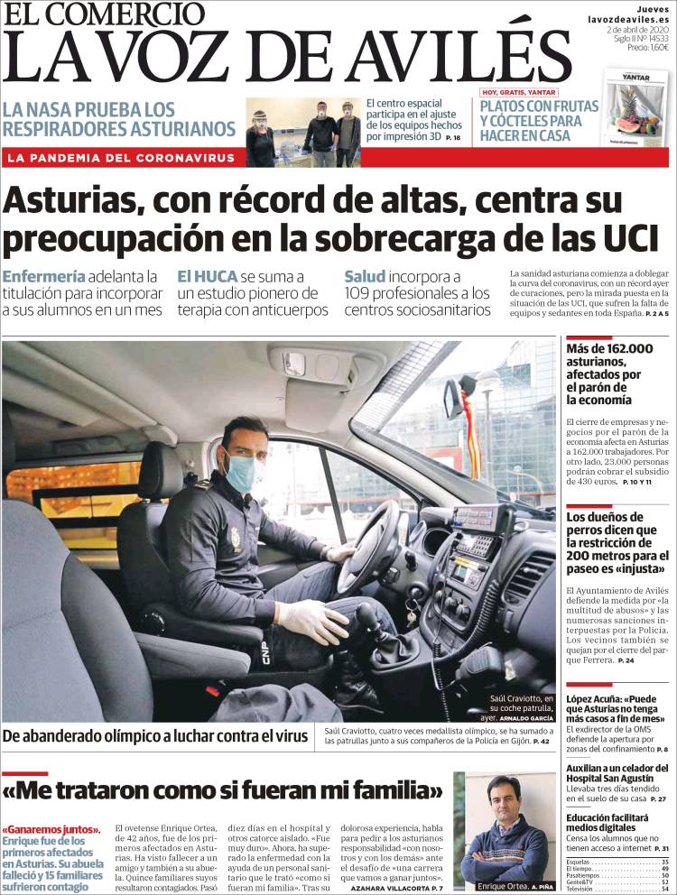 Portada de El Comercio - Avilés (España)