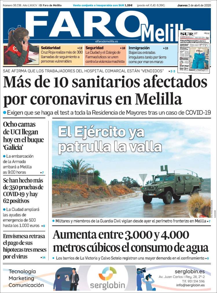 Portada de El Faro de Melilla (España)