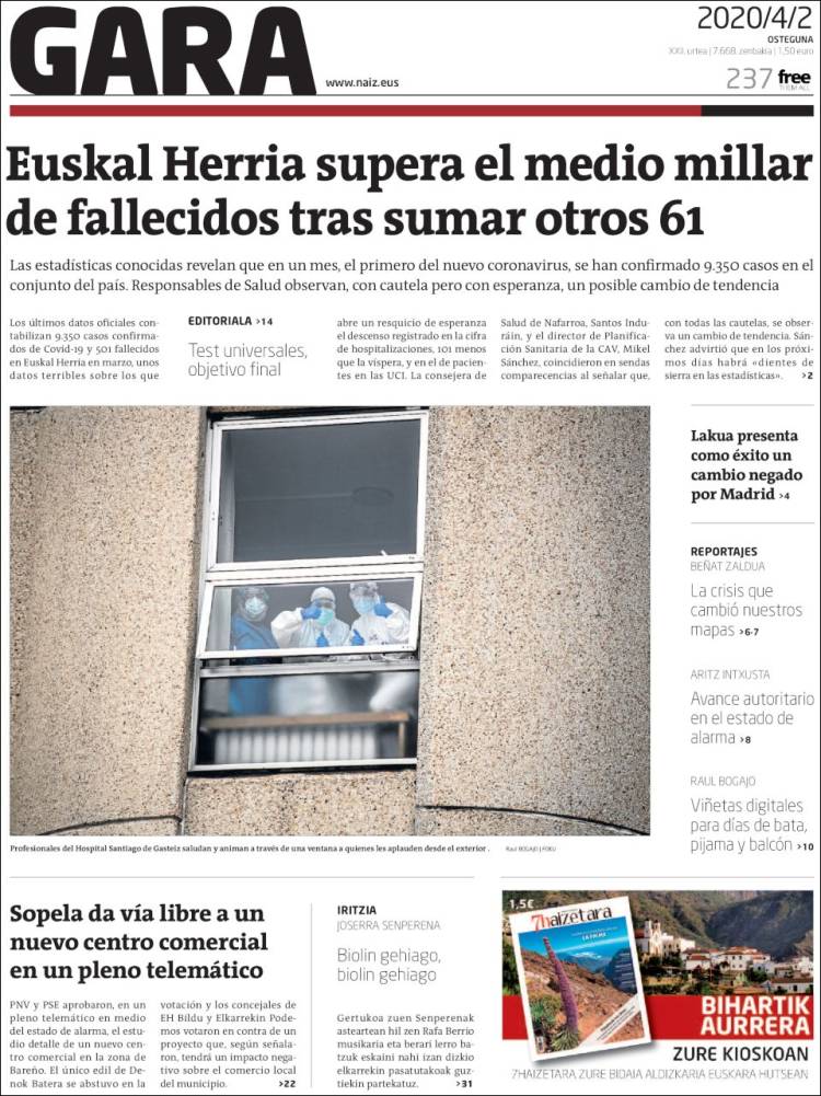 Portada de Gara (España)