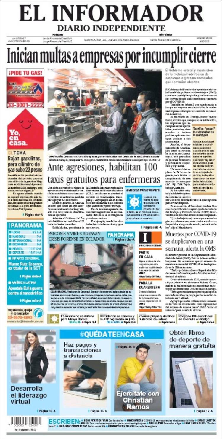 Portada de El Informador (México)