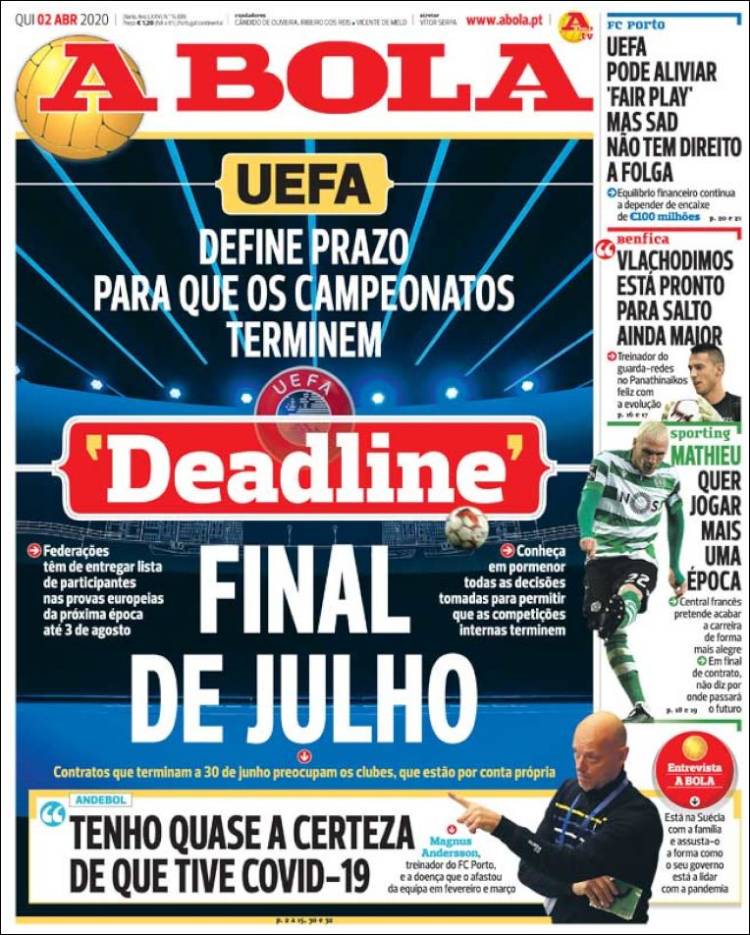 Portada de A Bola (Portugal)